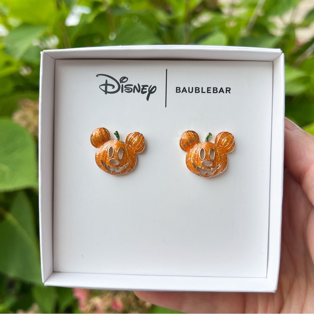 Baublebar x Disney Halloween Mickey Mouse Enamel Pumpkin Stud Earrings NEW